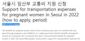 서울시 임산부 교통비 지원 신청